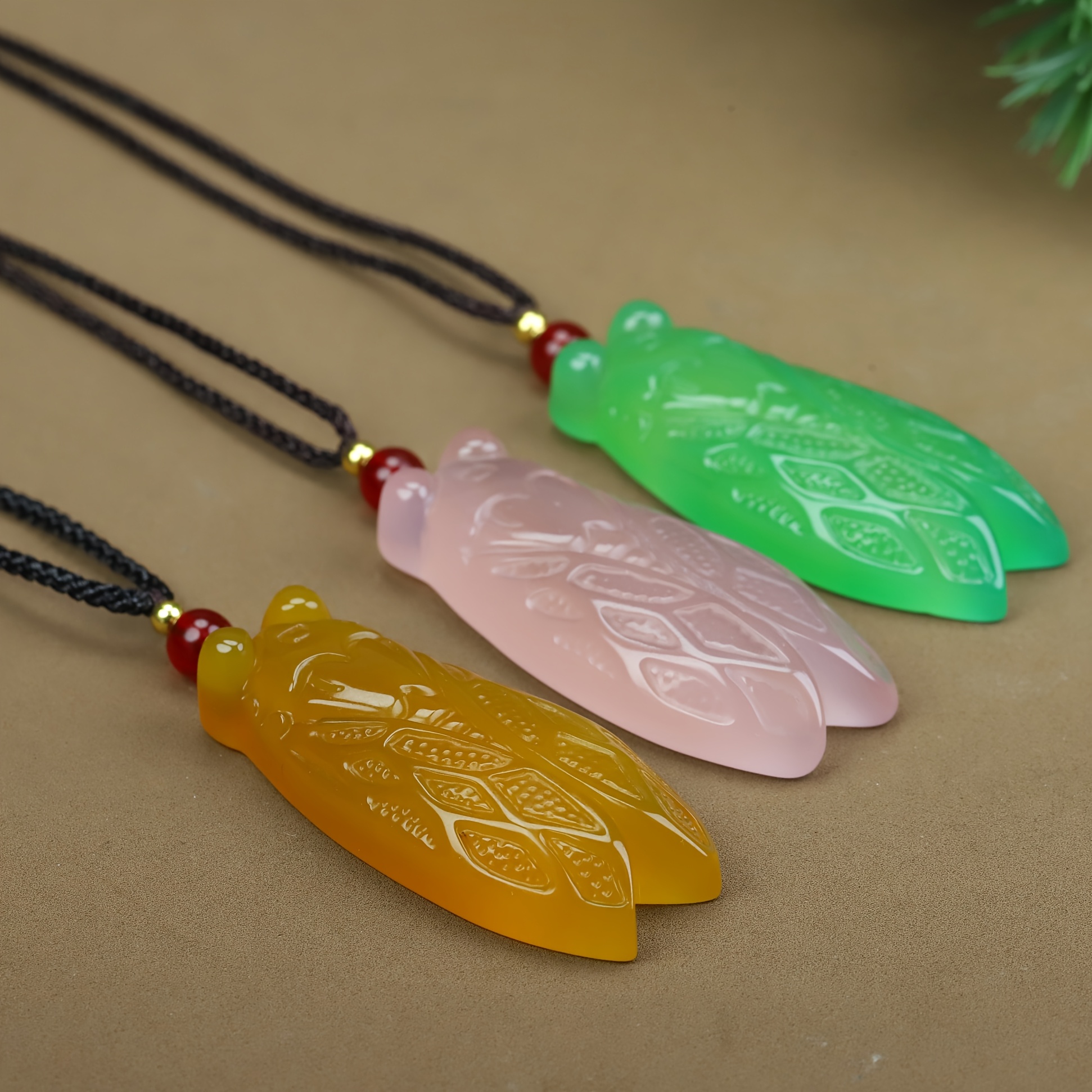 Natural Stone Cicada Pendant, Stylish Accessory